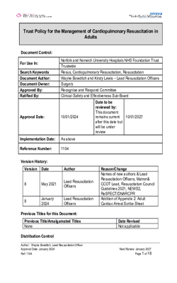 Cardiopulmonary Resuscitation Management Version 9