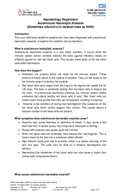 Autoimmune Haemolytic Anaemia  AIHA   v4