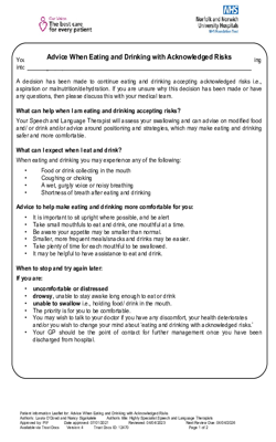 Advice When Eating and Drinking with Acknowledged Risks  v4