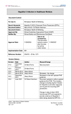 Hepatitis C Infection in Health Care Workers CA4016 v6