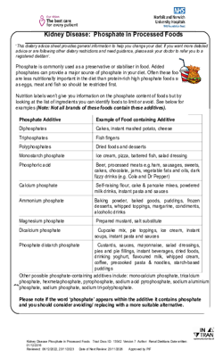 Kidney Disease – Phosphate in Processed Foods  7