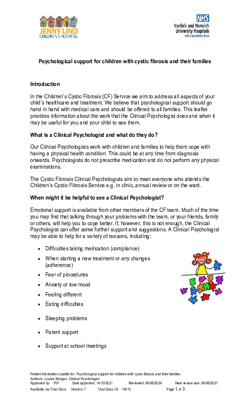 Psychological support for children with cystic fibrosis and their families  V7
