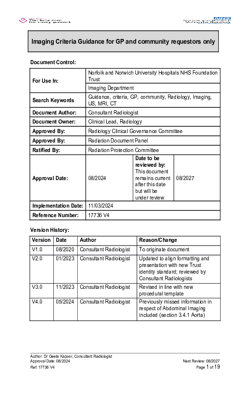 Imaging Criteria for GP and Community Requestors Only Guidance V4