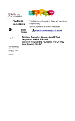 Patient Advice and Liaison Services poster – Landscape