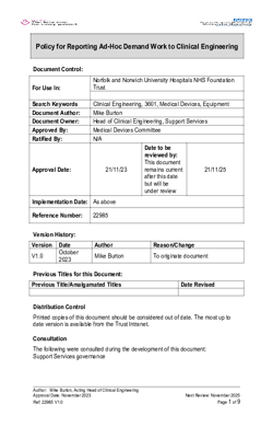 Reporting Ad-hoc demand work to Clinical Engineering V1.2