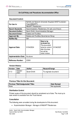 On Call Policy and Procedures  Accommodation Office 	 1
