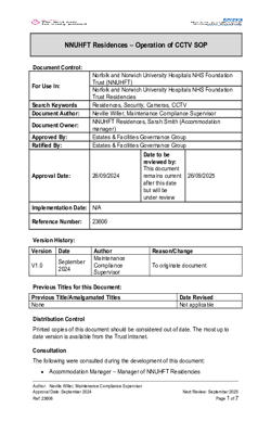 NNUHFT Residences – Operation of CCTV SOP 1