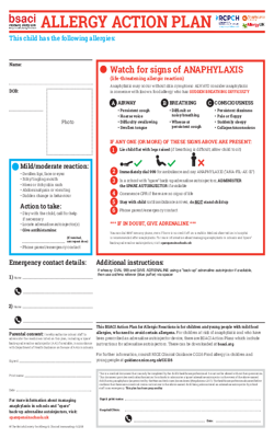 Food Allergy Action Plan  without autoinjector  8
