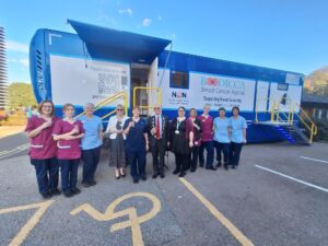 A group of staff standing outside the new breast screening unit